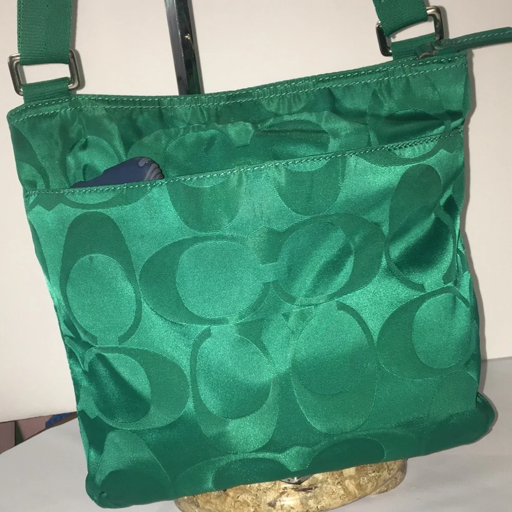 Coach Green Signature Nylon Crossbody Bag - Picture 3 of 9